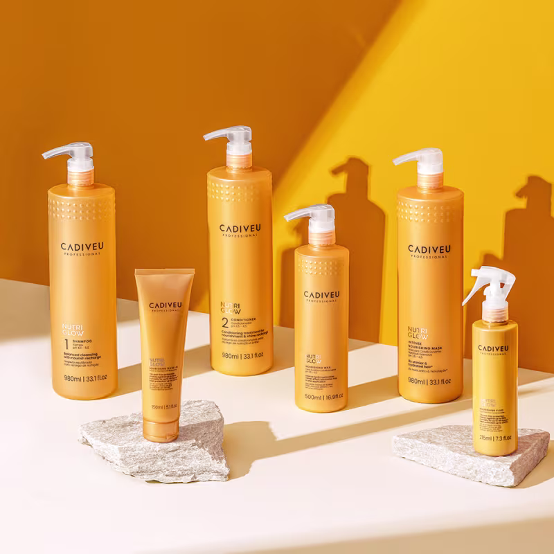 Kit Cadiveu Professional Nutri Glow Shampoo Condicionador Máscara Fluído Booster e Açaí Oil 60 (6 produtos)