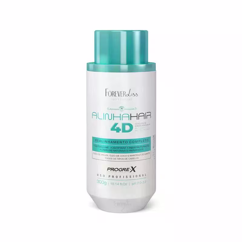 Forever Liss Kit Semi Definitivo Shampoo Anti Resíduo 3D 300ml AlinhaHair 4D Realinhamento Capilar 300ml