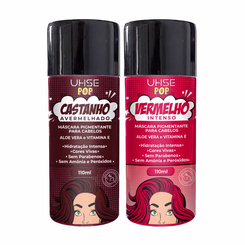Kit Tonalizante Castanho Avermelhado + 1 Vermelho - Máscara Pigmentante 110ml Uhse