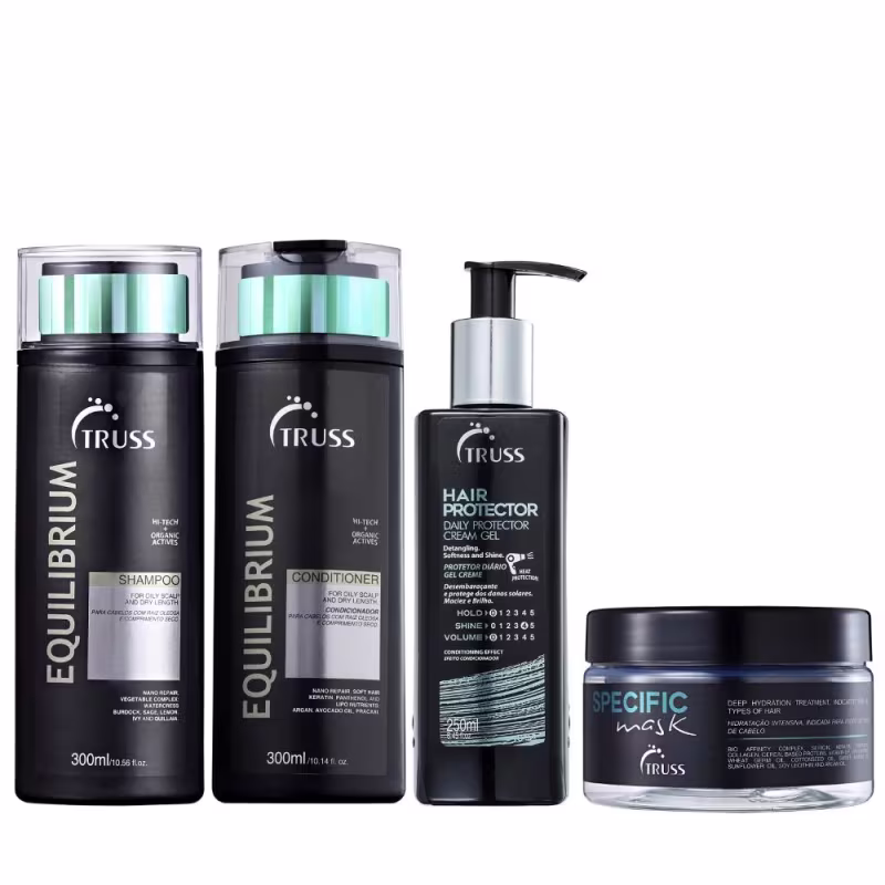 Kit TRUSS Equilibrium + Hair Protector + Specific Mask (4 Produtos)