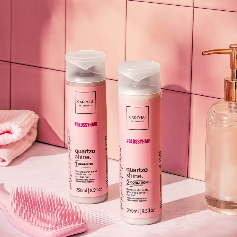 Kit Cadiveu Professional Essentials Quartzo Shine Shampoo em Barra Condicionador Máscara em Barra e Açaí Oil 60 (4 produ