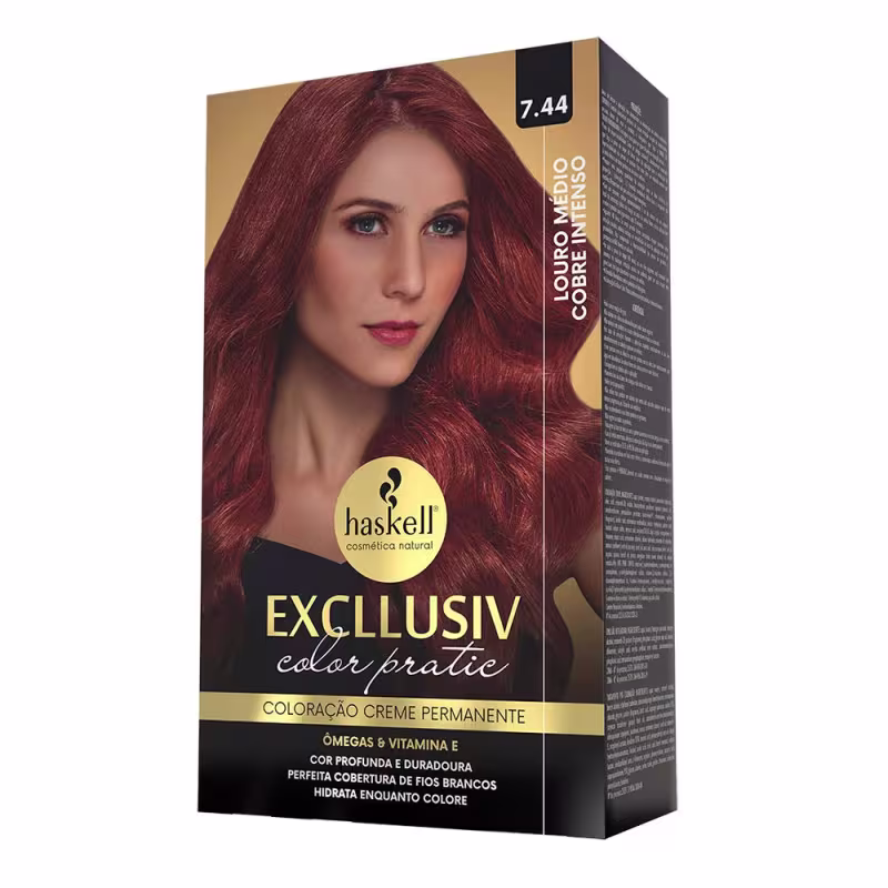 Excllusiv Color Pratic - Kit Coloração 7.44 Louro Médio Cobre Intenso