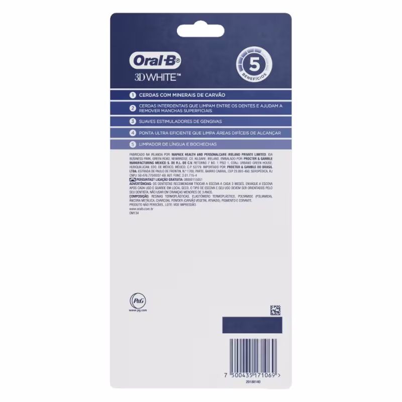 Escova de Dentes Oral-B 5 Ações Carvão 4un