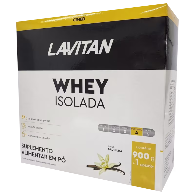 Cimed Lavitan Suplemento Alimentar em Pó Whey Isolada Baunilha 900g + 1 Dosador