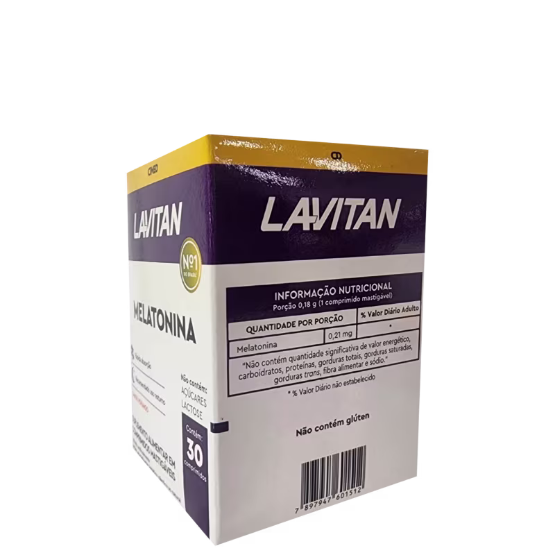 Informação nutricional do Cimed Lavitan Suplemento Alimentar Melatonina Sabor Morango em Comprimidos Mastigáveis