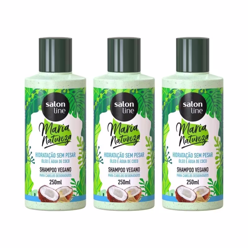 Kit 3 Shampoos Maria Natureza Hidratação Sem Pesar Salon Line
