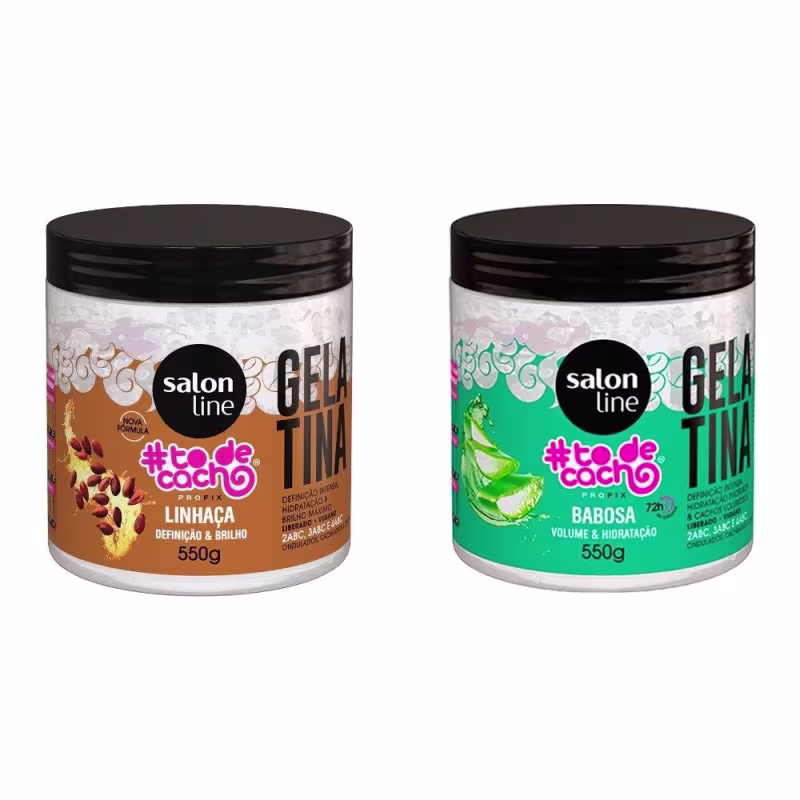 Kit Gelatina Babosa + Gelatina Linhaça #todecacho Salon Line