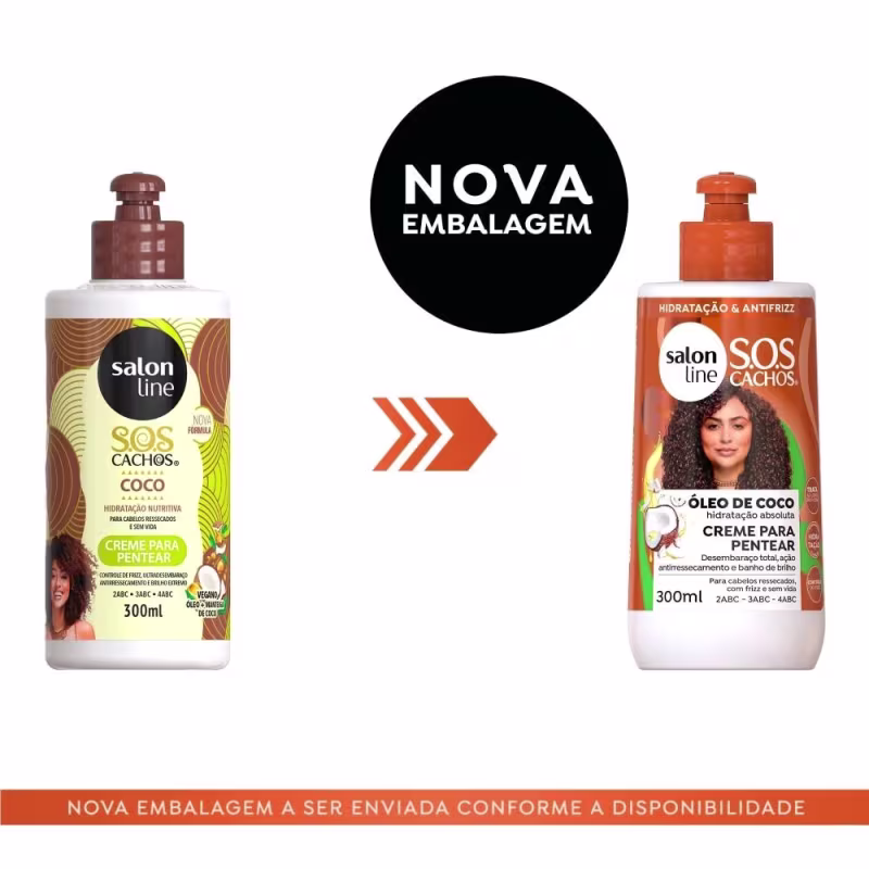 Kit SOS Cachos Coco Shampoo + Condicionador + Creme de Pentear + Máscara Salon Line