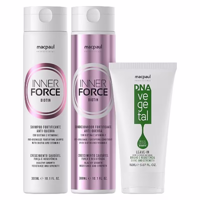 Kit Shampoo e Condicionador Inner Force e Leave-in Dna 150g