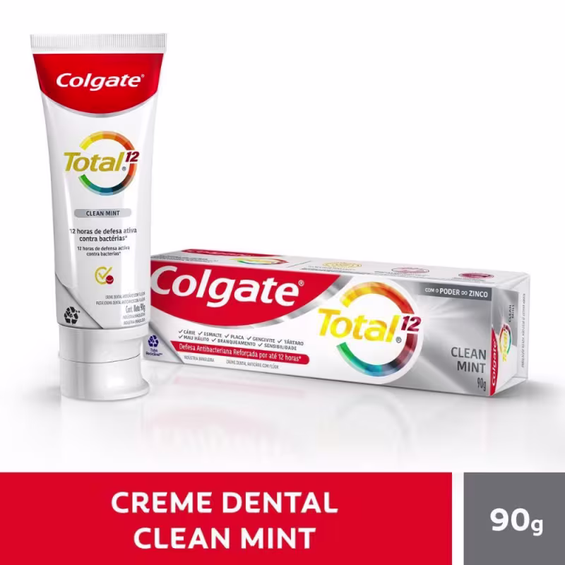 Kit 12 Cremes Dentais Colgate Total 12 Clean Mint 90g cada