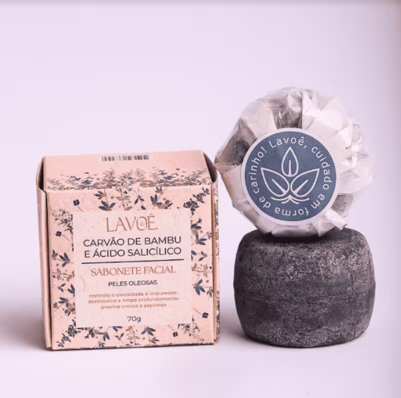 Lavoê Cosméticos Carvão de Bambu e Ácido Salicílico - Sabonete Facial Sólido 70g