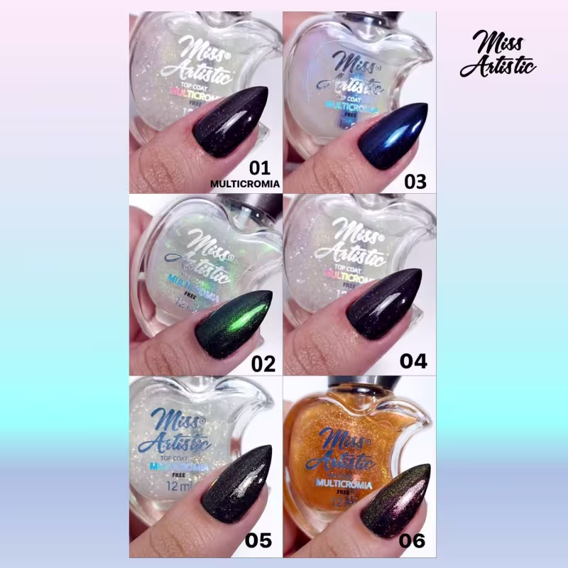 Miss Artistic Multicromia Cor 05 Dourado - Esmalte Top Coat 12ml