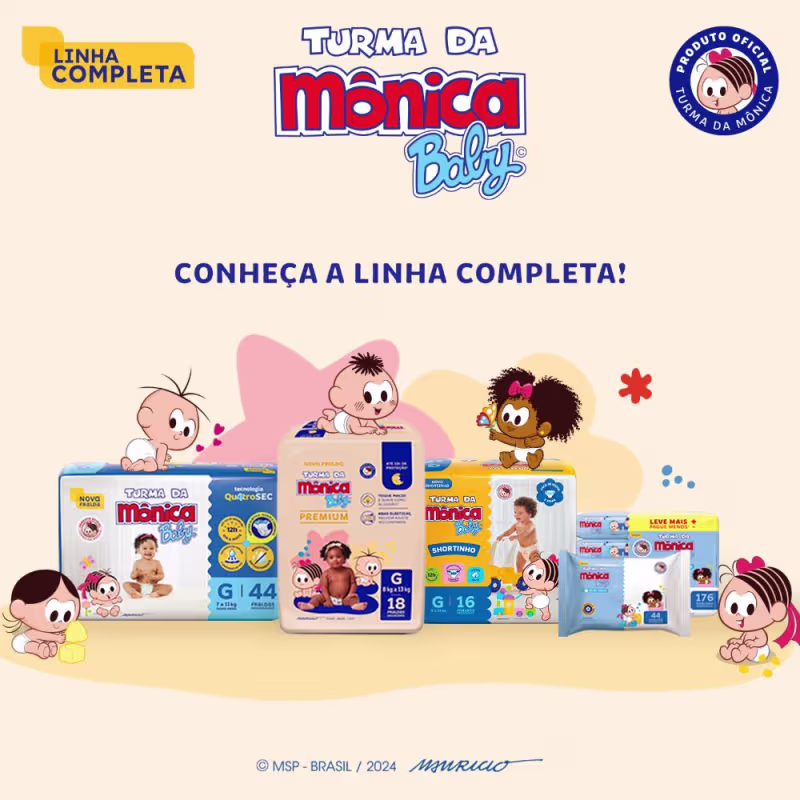 Fralda Turma da Mônica Baby Premium Jumbo P com 26un