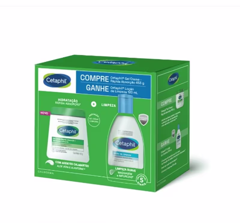 Kit Cetaphil Gel Creme Rápida Absorção 453g + Loção de Limpeza 120ml
