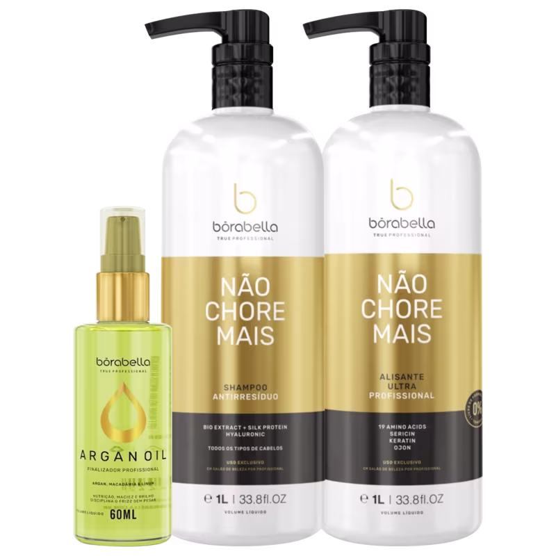 Borabella Kit Não Chore Mais 2x1 Litro + Óleo de Argan 60ml