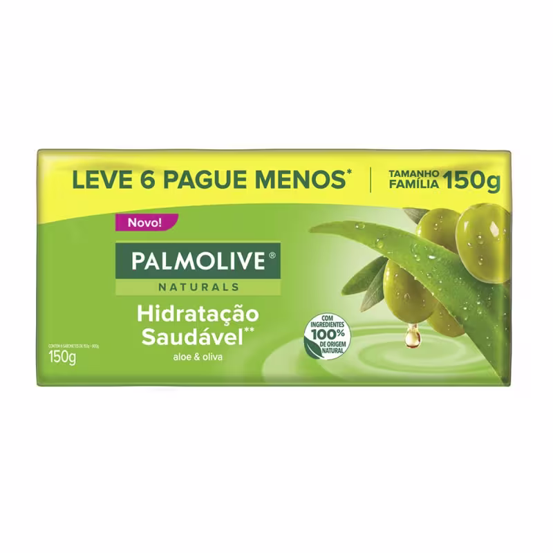Sabonete em Barra Palmolive Naturals Hidratação Saudável 6un de 150g Leve Mais Pague Menos