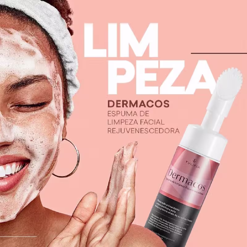 Dermacos Espuma de Limpeza,Tulipia, Ação Rejuvenescedora Ultrassuavizante 150ML
