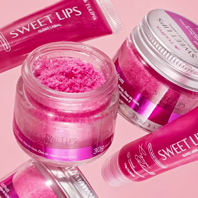 Sweet Lips Esfoliante e Gloss Labial, Tulipia,TuttiFrutti Lábios Macios Rejuvenescidos Volumosos 15G