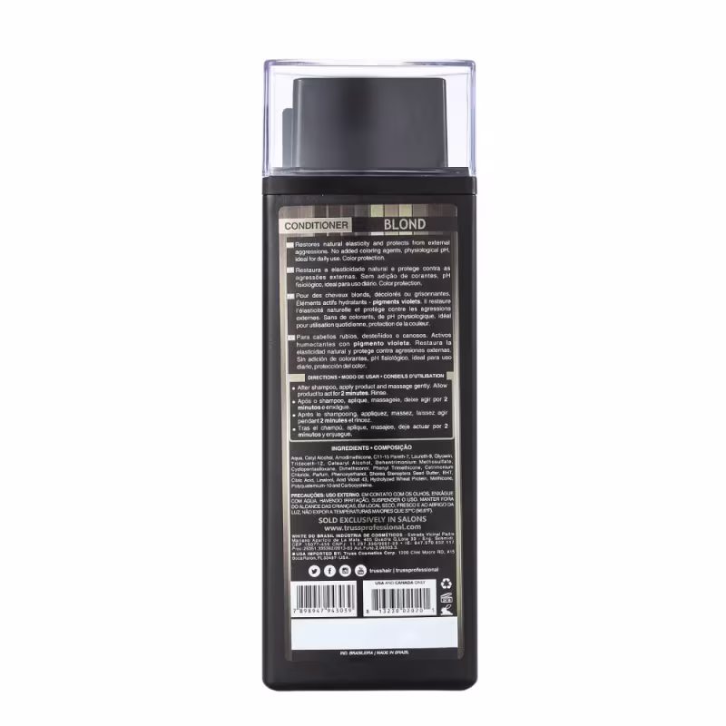 A imagem mostra o frasco do produto de costas.