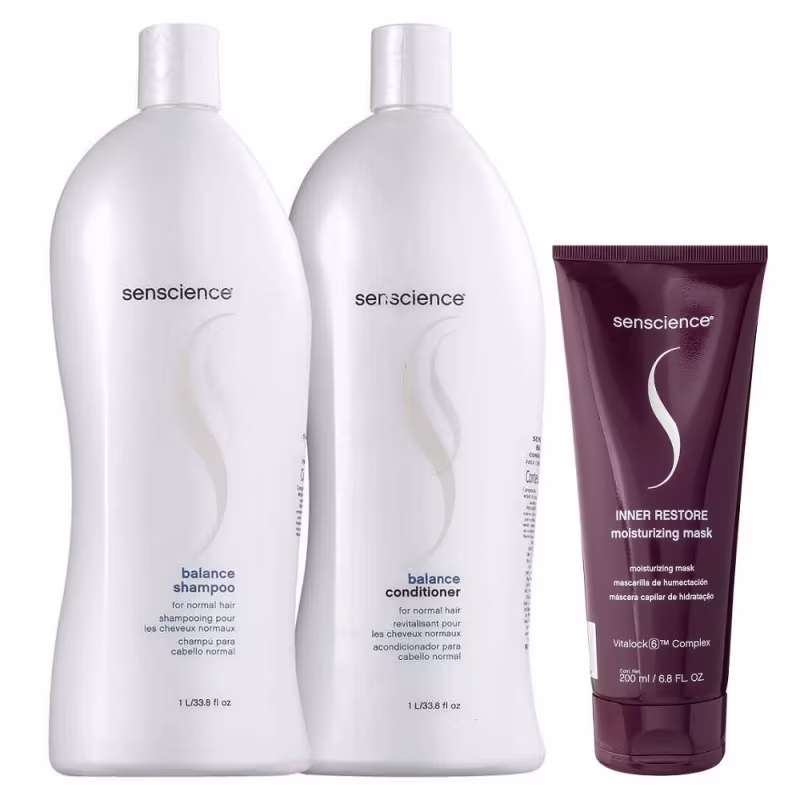 Kit Senscience Balance Shampoo 1 Litro e Condicionador 1 Litro + Máscara Inner Restore 200ml