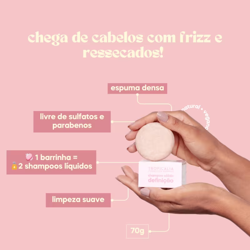 Tropicália Cosméticos Naturais Definição Para Cachos - Shampoo Sólido 70g