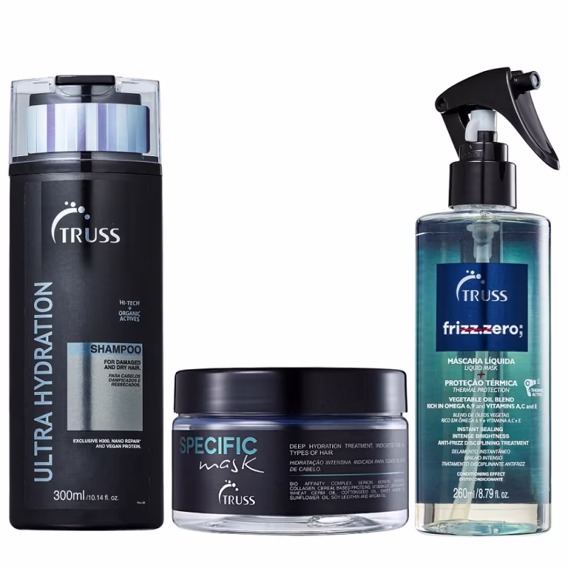 Kit Truss Ultra Hydration -Shampoo 300ml  + Máscara Specific 180g + Frizz Zero 260ml