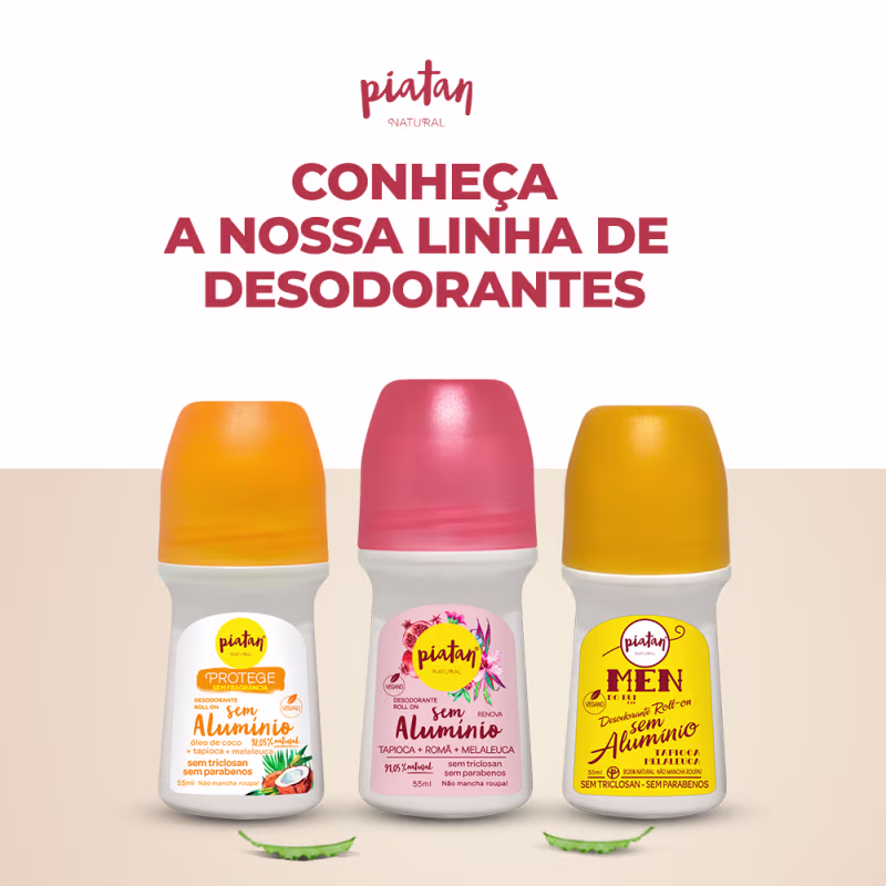 Desodorante Roll-On Renova 55ml Piatan proteção natural contra odores
