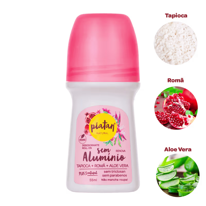 Desodorante Roll-On Renova 55ml Piatan proteção natural contra odores