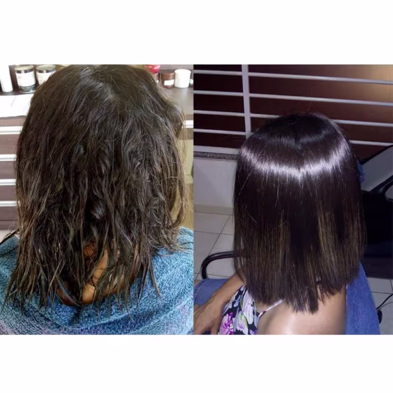 A imagem mostra antes e depois do uso do kit Borabella