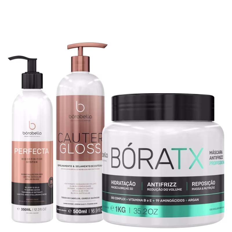 Kit Borabella Cauter Gloss + Perfecta + Bóratx (3 Produtos)