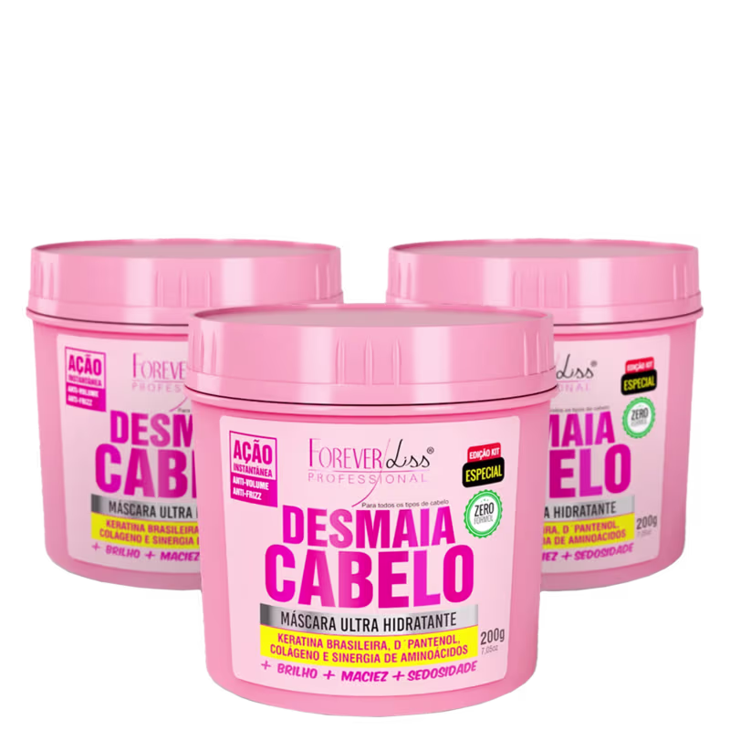 Combo com 3 Máscaras Desmaia Cabelo Forever Liss 200G