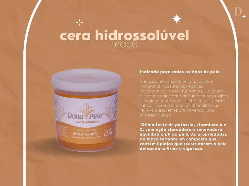 Dona Pele Hidrossolúvel Maçã com Mel - Cera Depilatória 1,2kg