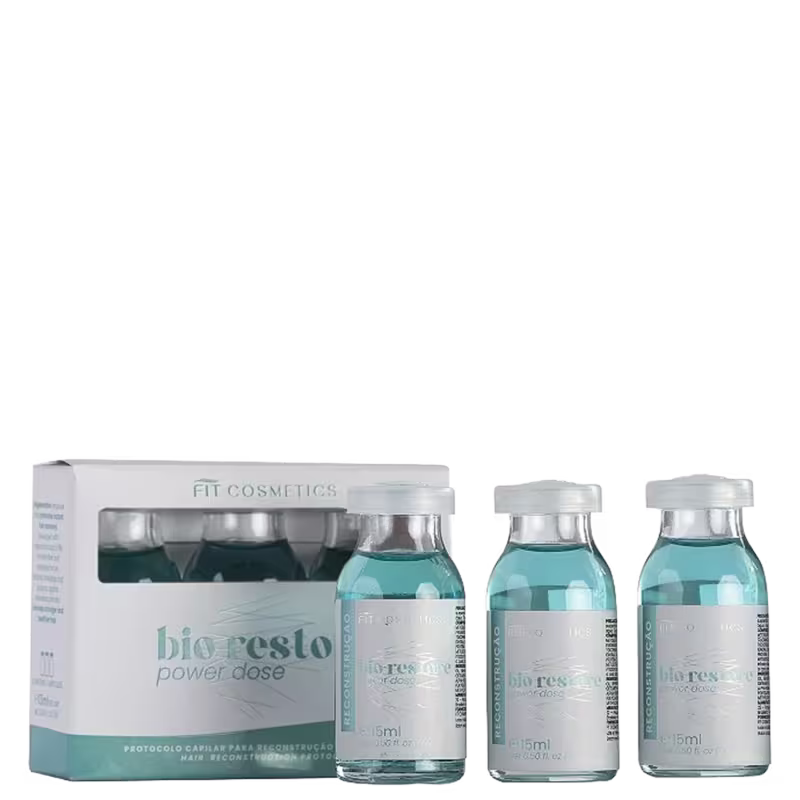 Ampola Reconstrutora Capilar FIT Cosmetics Bio Restore Power Dose, 3x15ml.