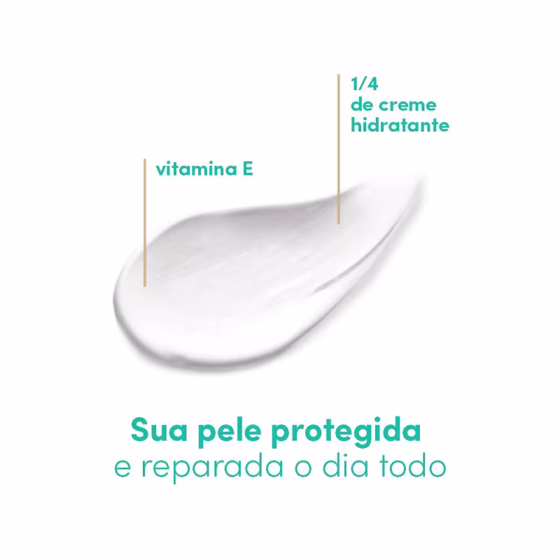 A imagem apresenta uma amostra do produto e ao redor textos destacam os benefícios e ativos presentes.