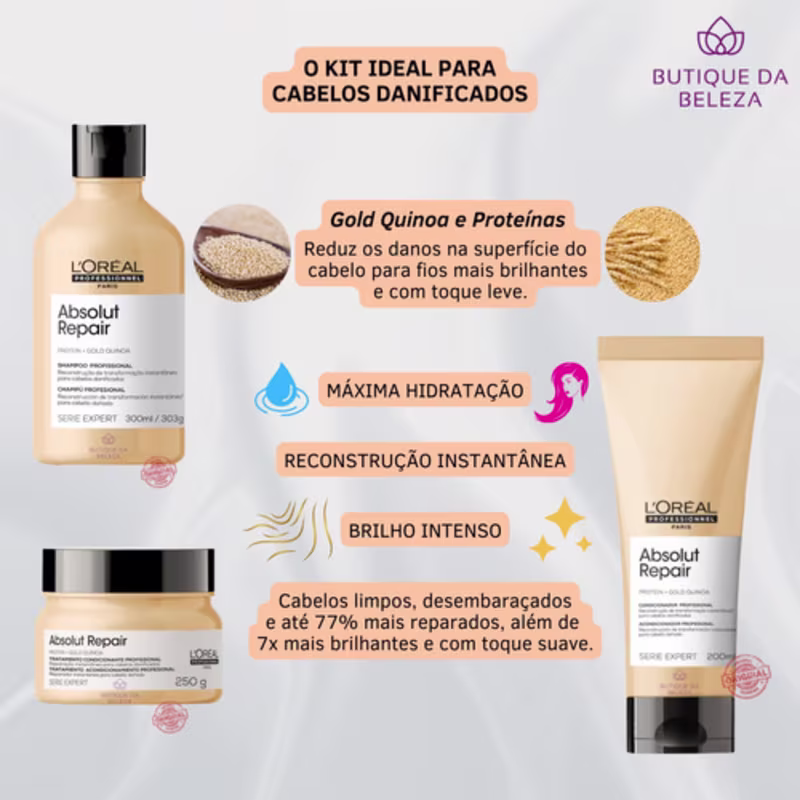 Kit L'Oréal Professionnel Quinoa Absolut Repair Trio Home (3 Produtos)