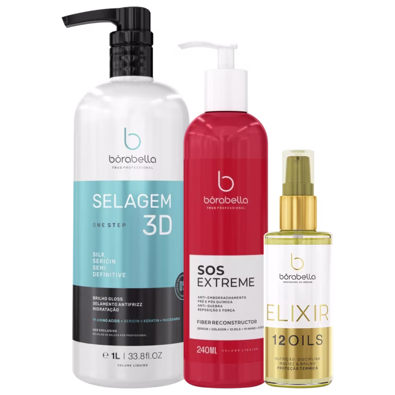 Kit Borabella Selagem Organic 3D SOS Elixir (3 Produtos)