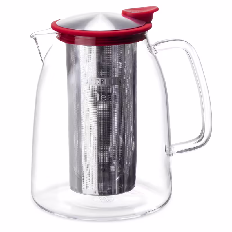 Jarra de Vidro para Chá Gelado com Infusor Mist Ice Tea Jug For Life - Vermelho
