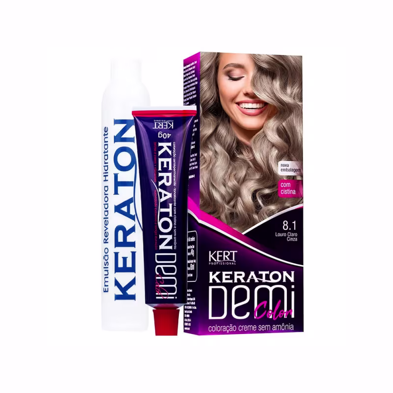 Keraton Demi Color 8.1 Louro Claro Cinza - Tonalizante Capilar 120g
