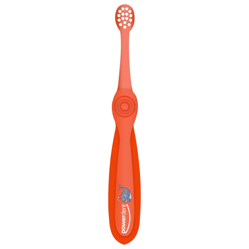 Escova de Dente Infantil Powerdent Ocean Kids 0-3 Anos Extra Macia Laranja, 1 produto.