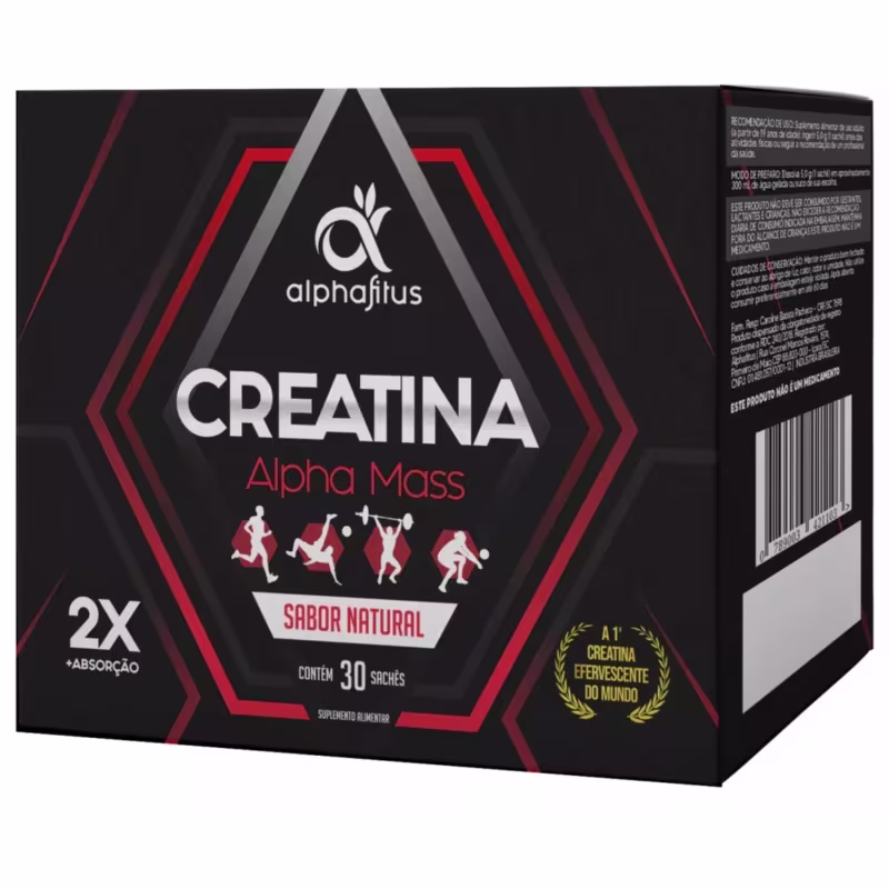 Creatina Alpha Mass Efervescente Natural Com 30 Sachês De 5g
