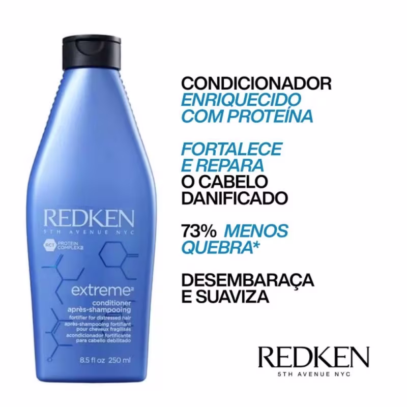 Redken Extreme Shampoo 300ml + Condicionador 250ml + Extreme Play Safe Leave-in 200ml