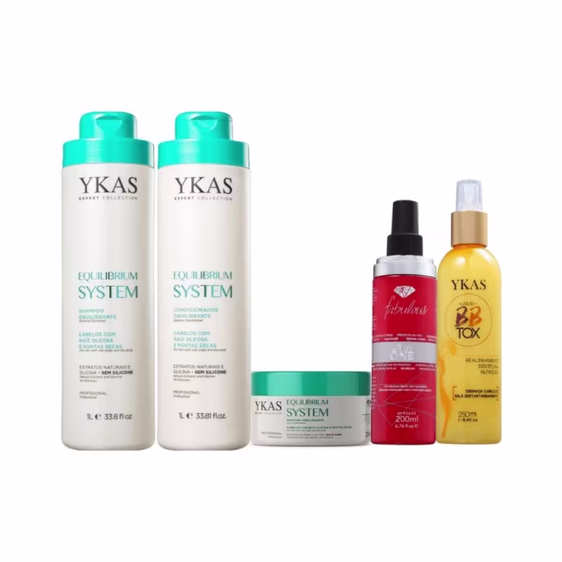 Ykas Equilibrium System Kit Grande Completo +  Fabulous Hair All in One + Ykas BBtox Líquido