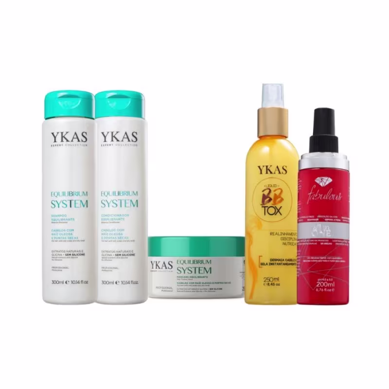 Ykas Equilibrium System Kit Pequeno Completo +  Fabulous Hair All in One + Ykas BBtox Líquido