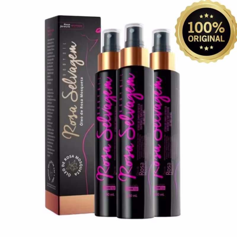 Kit 3 Óleo de Rosa Mosqueta Clareador de Manchas 100ml - Rosa Selvagem