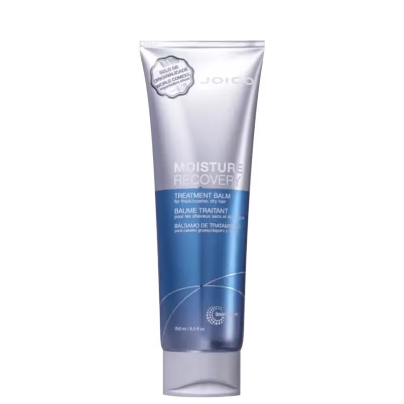 A imagem mostra a embalagem da máscara capilar em tubo plástico de cor azul e prata.