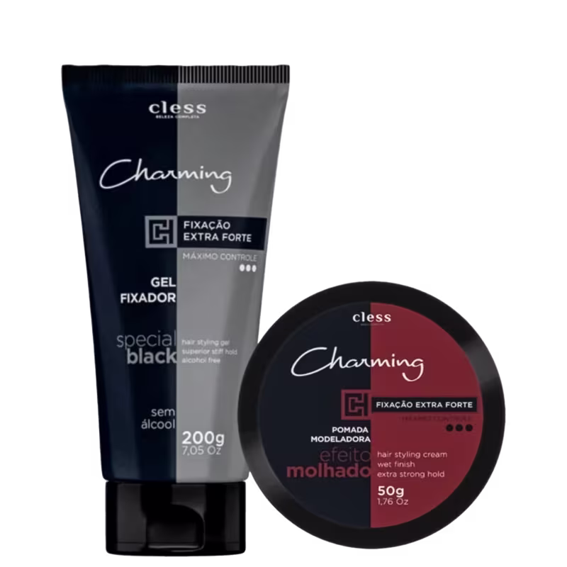 Kit Charming 2pc (Gel 200ml + Pomada Efeito Molhado 50g)