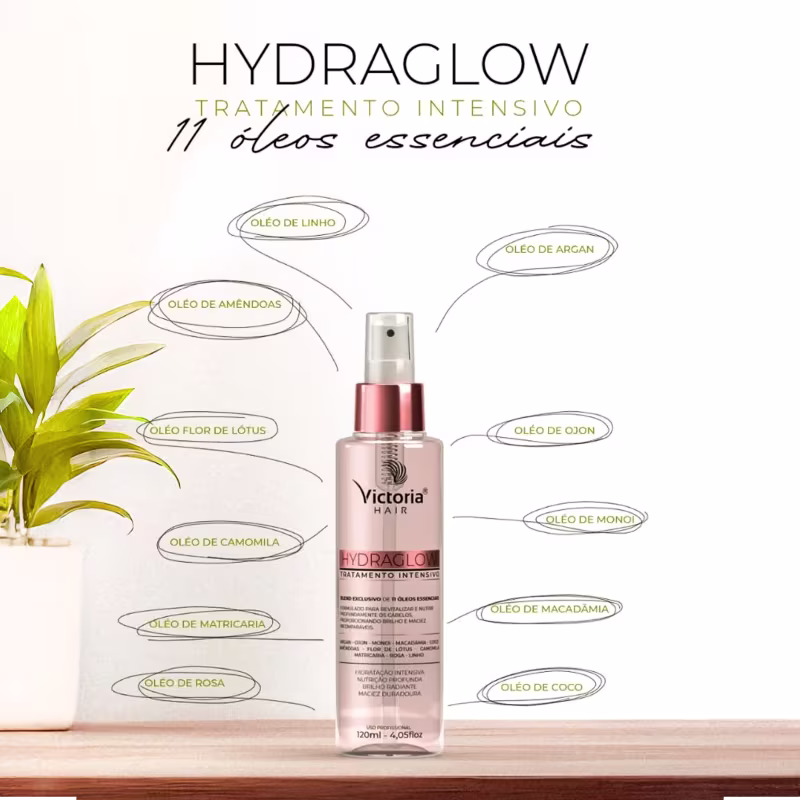 A imagem mostra o frasco com as indicações dos 11 óleos essenciais que a fórmula do produto apresenta.