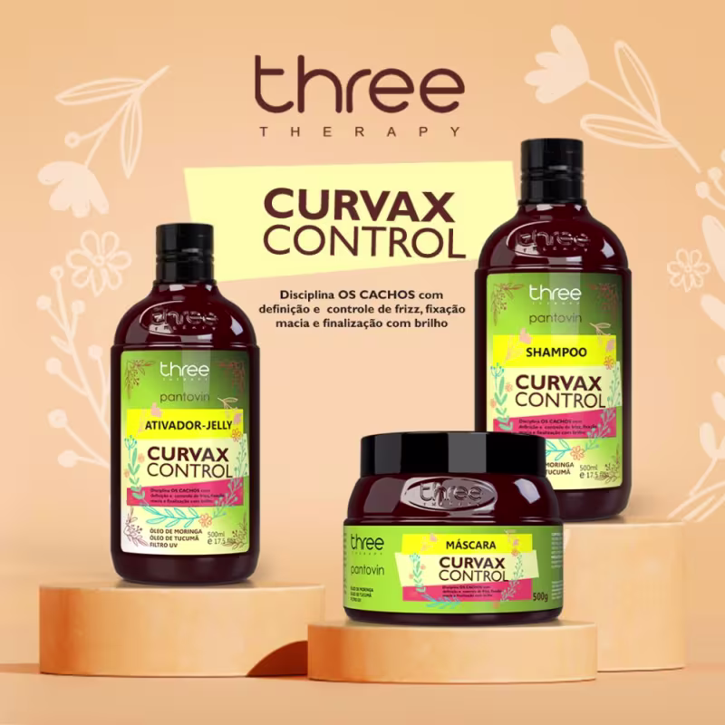 Combo para Hidratação Profunda em Cabelos Cacheados e Crespos Pantovin Curvax Control Completo com  Ativador 3c