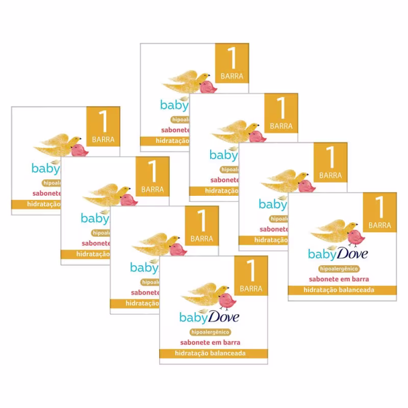 Kit 8 Sabonetes em Barra Baby Dove Hidratação Balanceada 75g