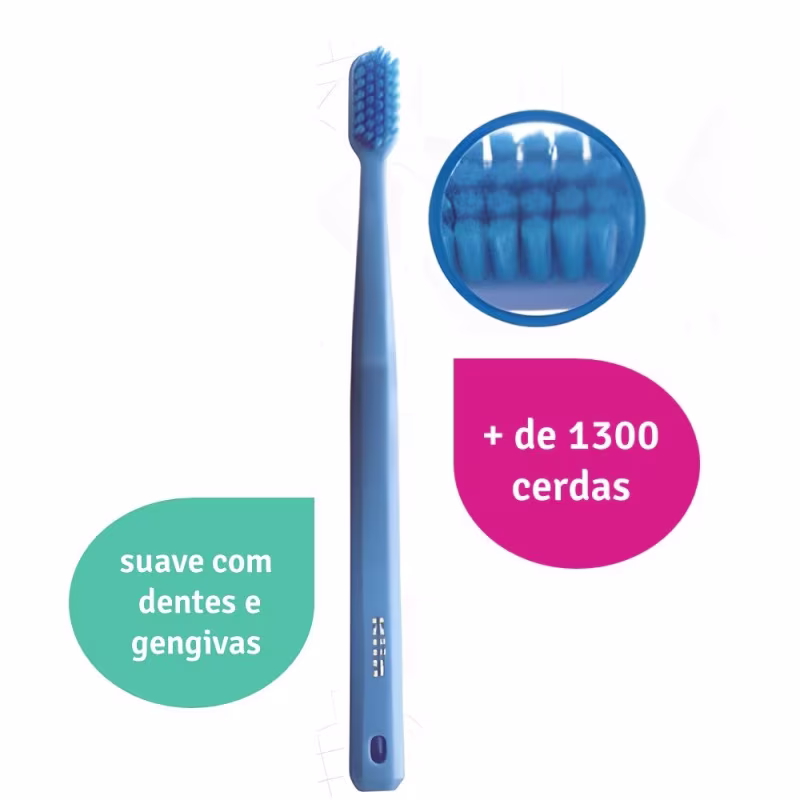 Mais de 1300 cerdas. Suave com dentes e gengivas.